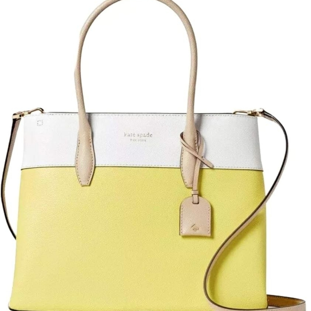 Kate Spade EVA SATCHEL Lemon and Ivory Tote. NWOT